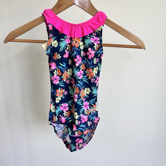Snowflake Designs girls gymnastics leotard floral pink Hawaiian Girls Sz 4T NWT - Picture 2 of 6
